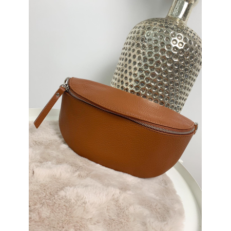 1289 Tas Evi Leder Cognac (Rits Zilver)